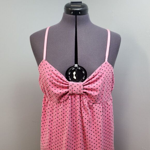 Steve Sleep Dress Womens Large Pink Polka Dot Spaghetti‎ Strap Sweet Heart Neck - Picture 3 of 12